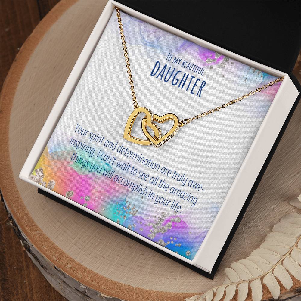 Daughter - Interlocking Hearts Necklace - Perfect Gift For Her - Camili Bel Creations Gift Shop