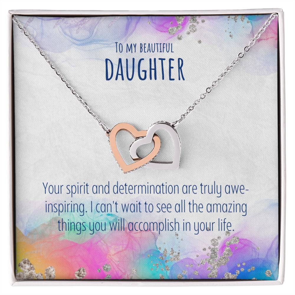 Daughter - Interlocking Hearts Necklace - Perfect Gift For Her - Camili Bel Creations Gift Shop