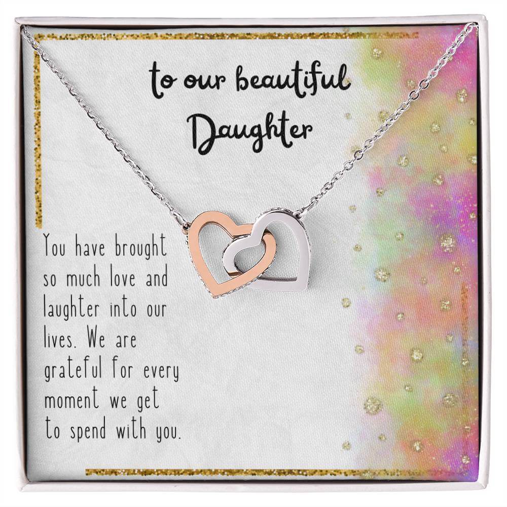 Daughter - Interlocking Hearts Necklace - Perfect Gift For Her - Camili Bel Creations Gift Shop