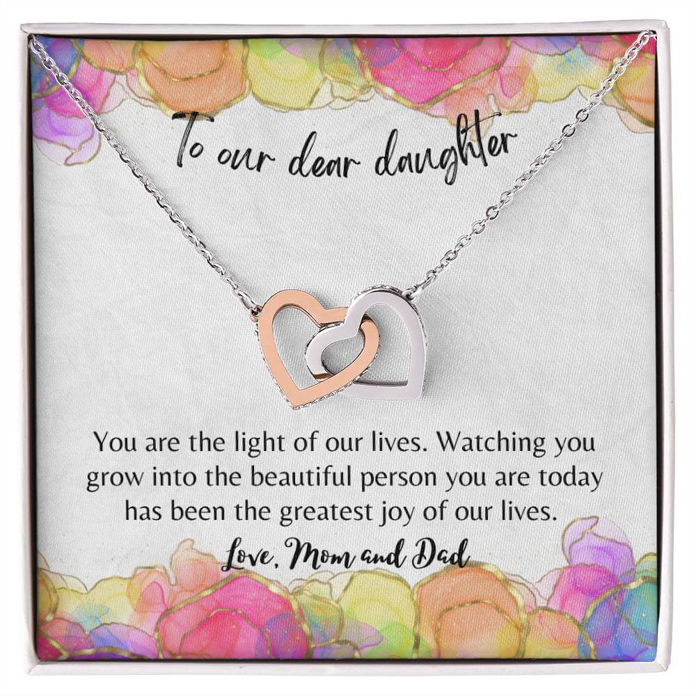 Daughter - Interlocking Hearts Necklace - Perfect Gift For Her - Camili Bel Creations Gift Shop