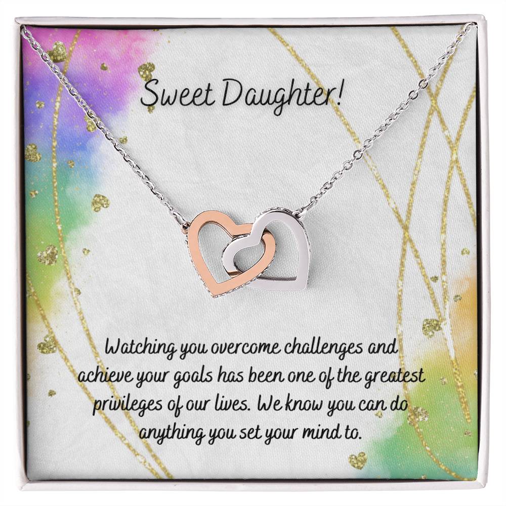 Daughter - Interlocking Hearts Necklace - Perfect Gift For Her - Camili Bel Creations Gift Shop