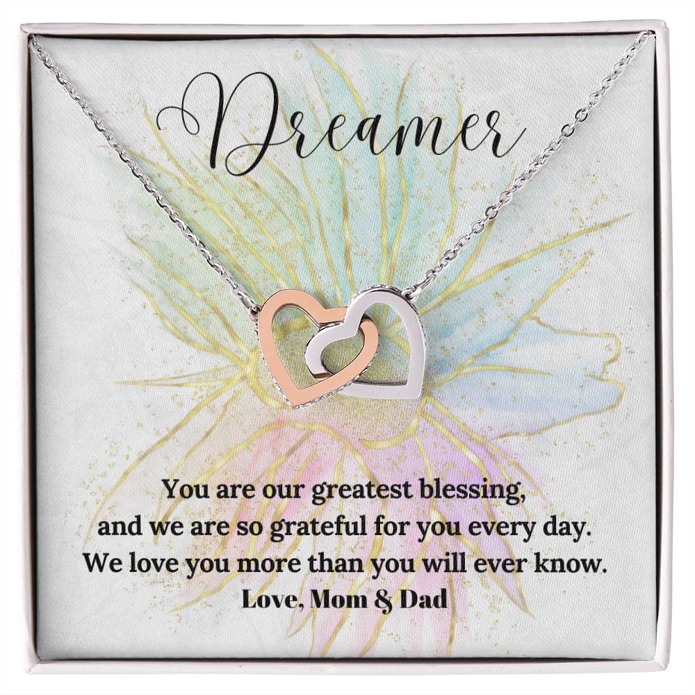 Daughter - Interlocking Hearts Necklace - Perfect Gift For Her - Camili Bel Creations Gift Shop