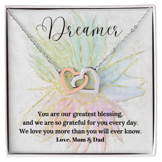 Daughter - Interlocking Hearts Necklace - Perfect Gift For Her - Camili Bel Creations Gift Shop