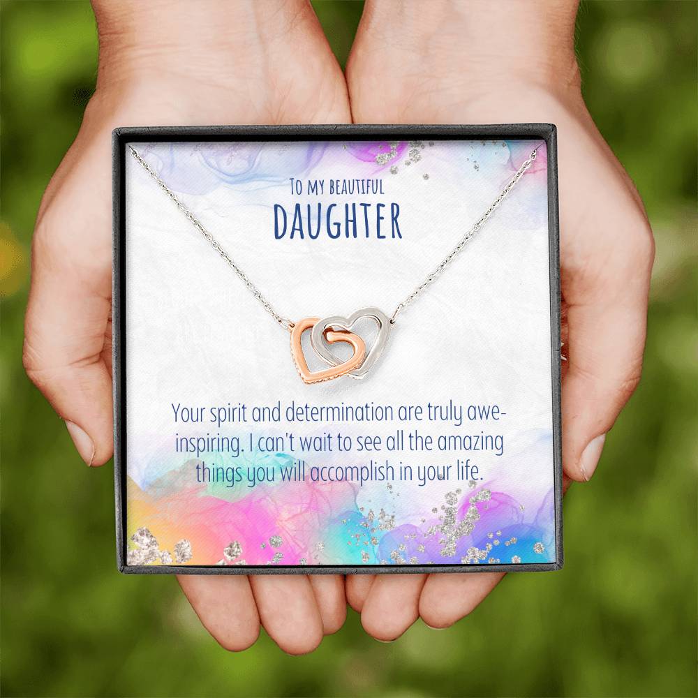 Daughter - Interlocking Hearts Necklace - Perfect Gift For Her - Camili Bel Creations Gift Shop