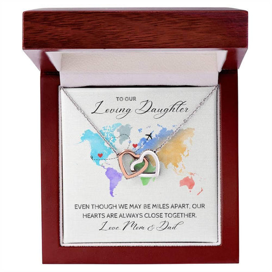 Interlocking Hearts Necklace I Good Luck Good Bye Gift I From Parents To Daughter - Camili Bel Creations Gift Shop