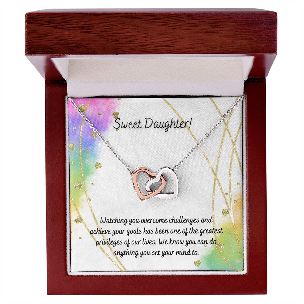 Daughter - Interlocking Hearts Necklace - Perfect Gift For Her - Camili Bel Creations Gift Shop