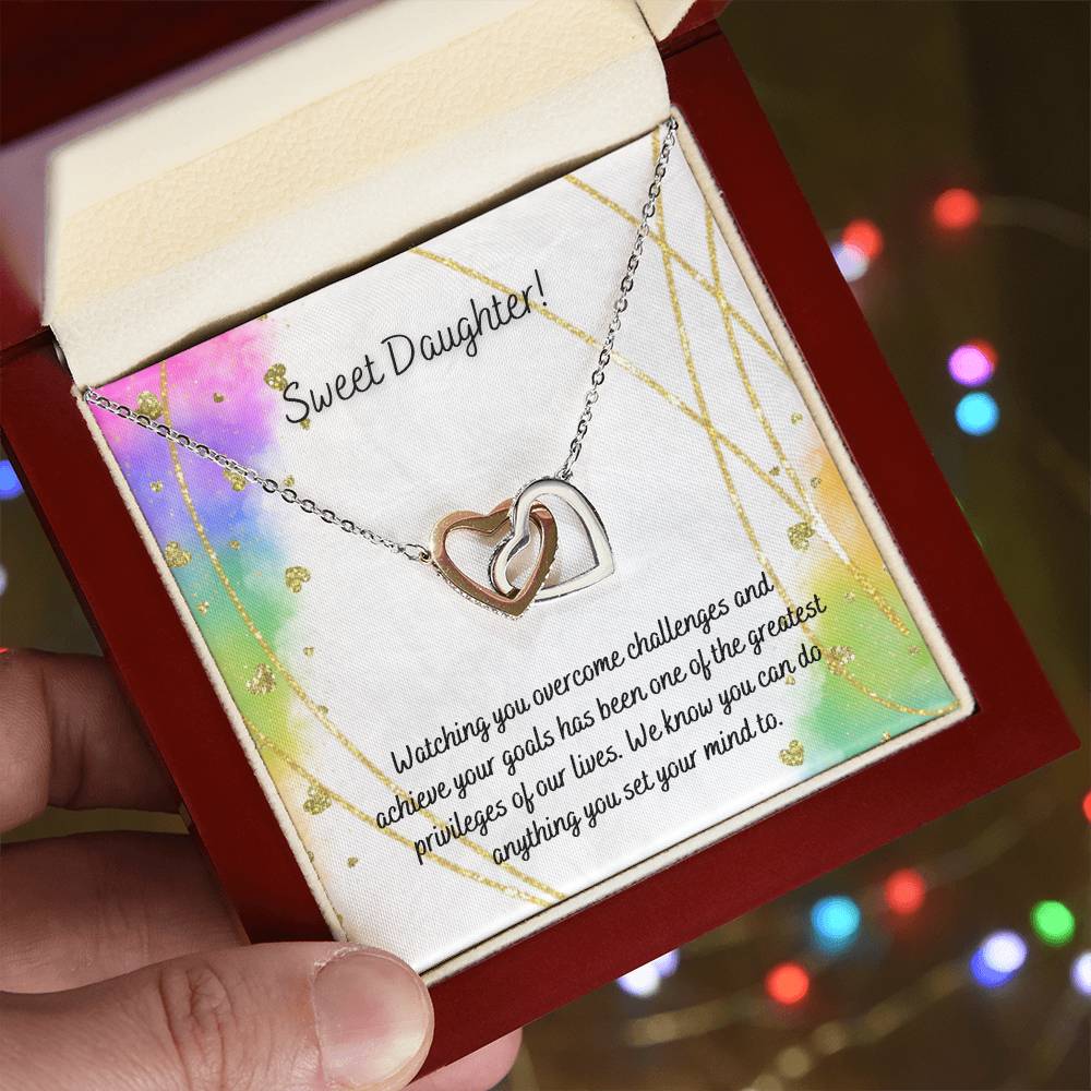 Daughter - Interlocking Hearts Necklace - Perfect Gift For Her - Camili Bel Creations Gift Shop