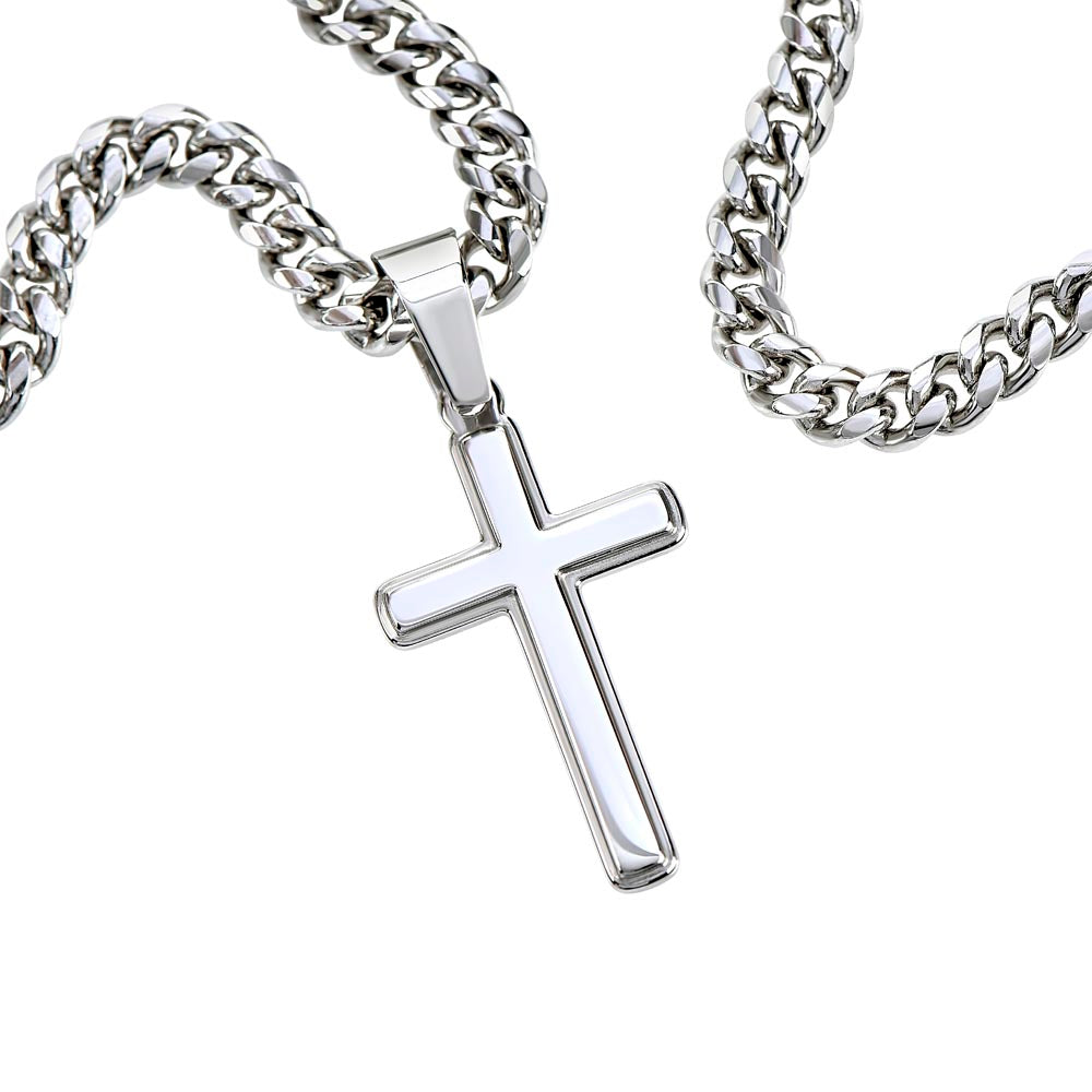 To My Son - Flying On Faith - Cuban Link Cross Necklace - Camili Bel Creations Gift Shop
