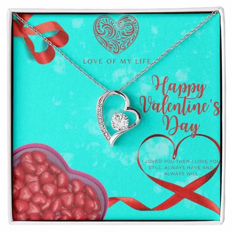 Forever Love Necklace - Heart Pendant with CZ Crystal | Valentine's Day Gift