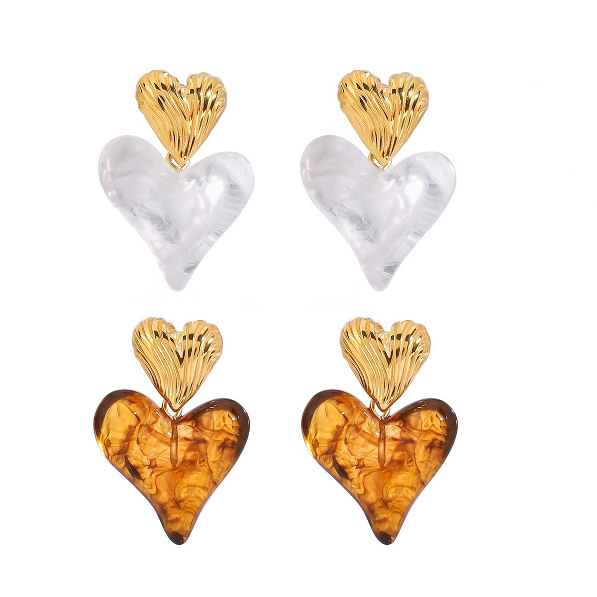 18K gold heart earrings in luxury gift box - perfect romantic gift