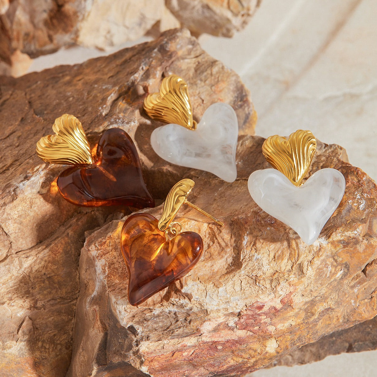 Variants of 18K gold heart stud earrings - timeless romantic jewelry for women

