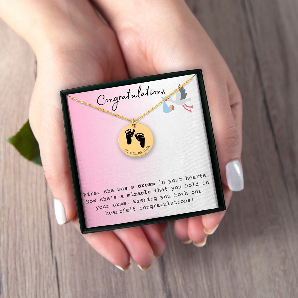 Actual Feet Print Necklace - Customizable Jewelry For New Mom - Camili Bel Creations Gift Shop