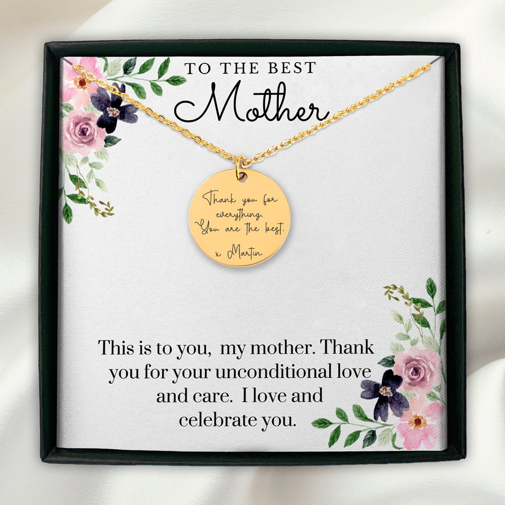 To The Best Mother - Custom Message Necklace - Camili Bel Creations Gift Shop