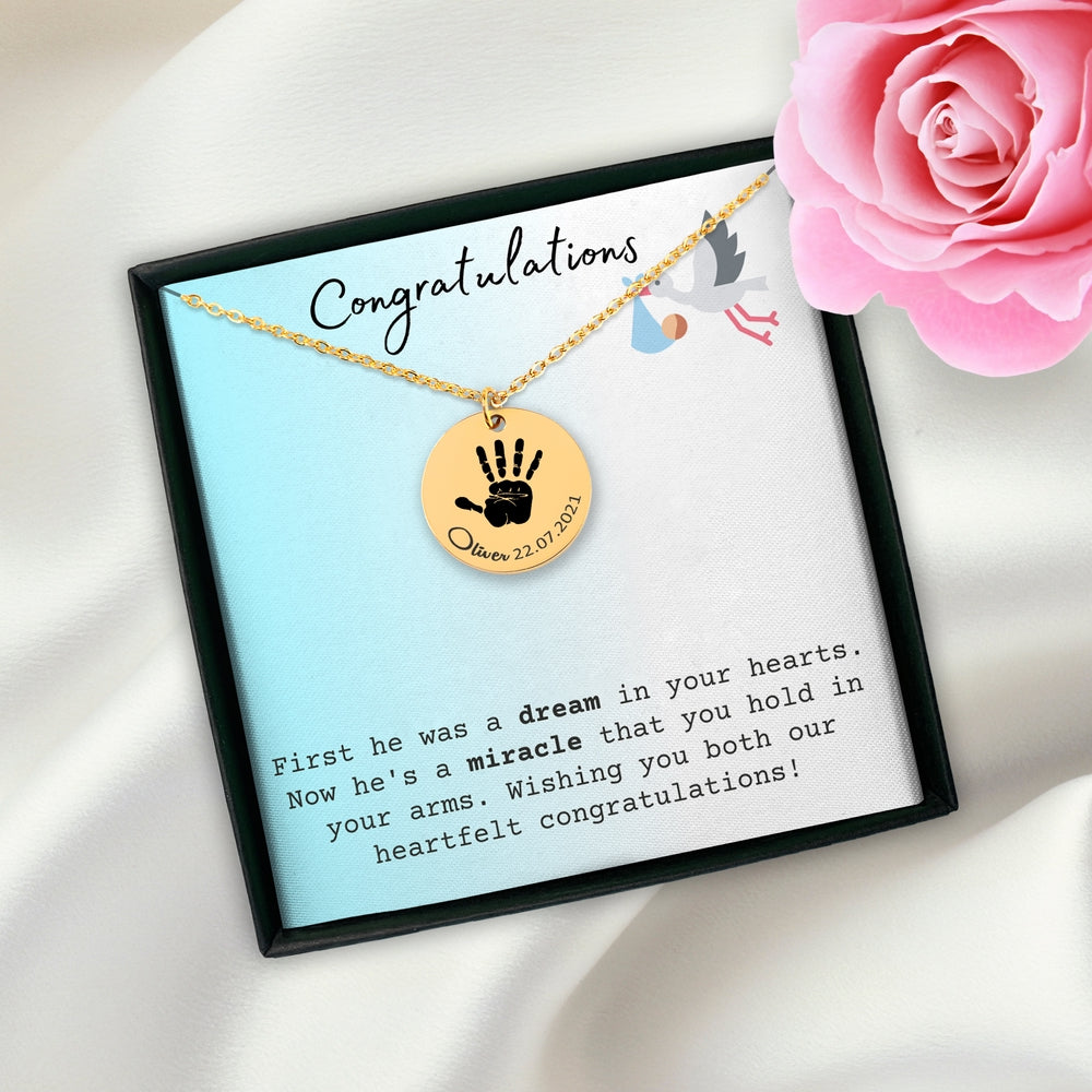 Actual Hand Print Necklace - Customizable Jewelry For New Mom - Camili Bel Creations Gift Shop