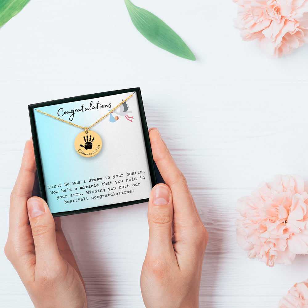 Actual Hand Print Necklace - Customizable Jewelry For New Mom - Camili Bel Creations Gift Shop