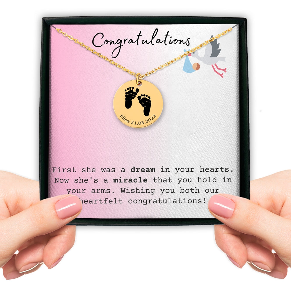 Actual Feet Print Necklace - Customizable Jewelry For New Mom - Camili Bel Creations Gift Shop