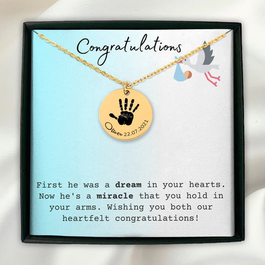 Actual Hand Print Necklace - Customizable Jewelry For New Mom - Camili Bel Creations Gift Shop