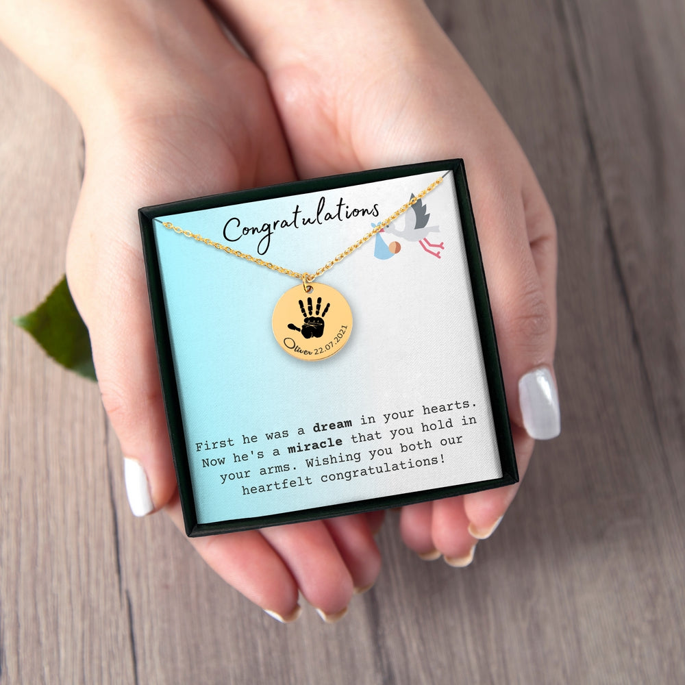 Actual Hand Print Necklace - Customizable Jewelry For New Mom - Camili Bel Creations Gift Shop