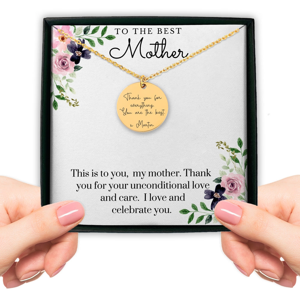To The Best Mother - Custom Message Necklace - Camili Bel Creations Gift Shop