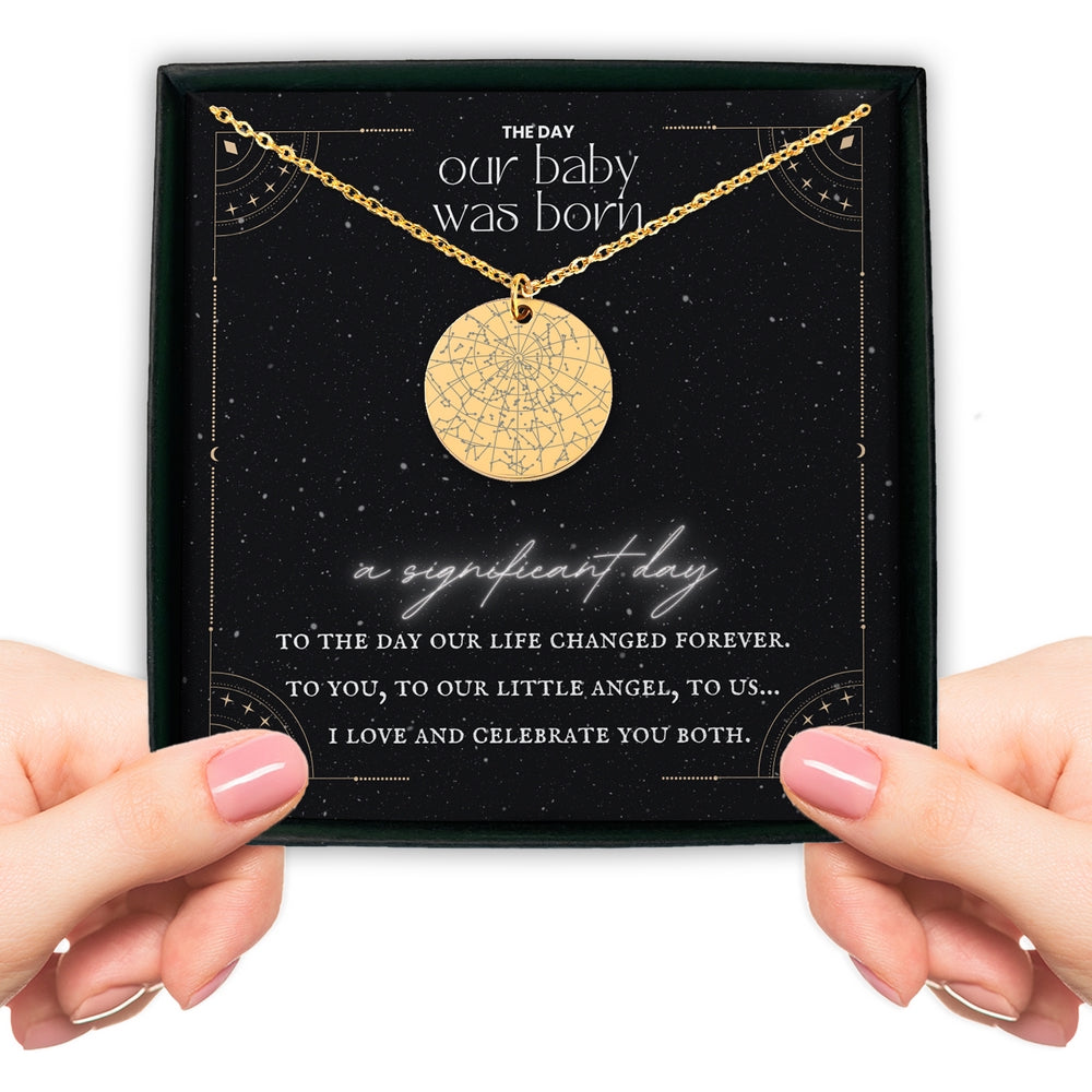 Custom Star Map Necklace - Gift For New Mom From Dad - Camili Bel Creations Gift Shop