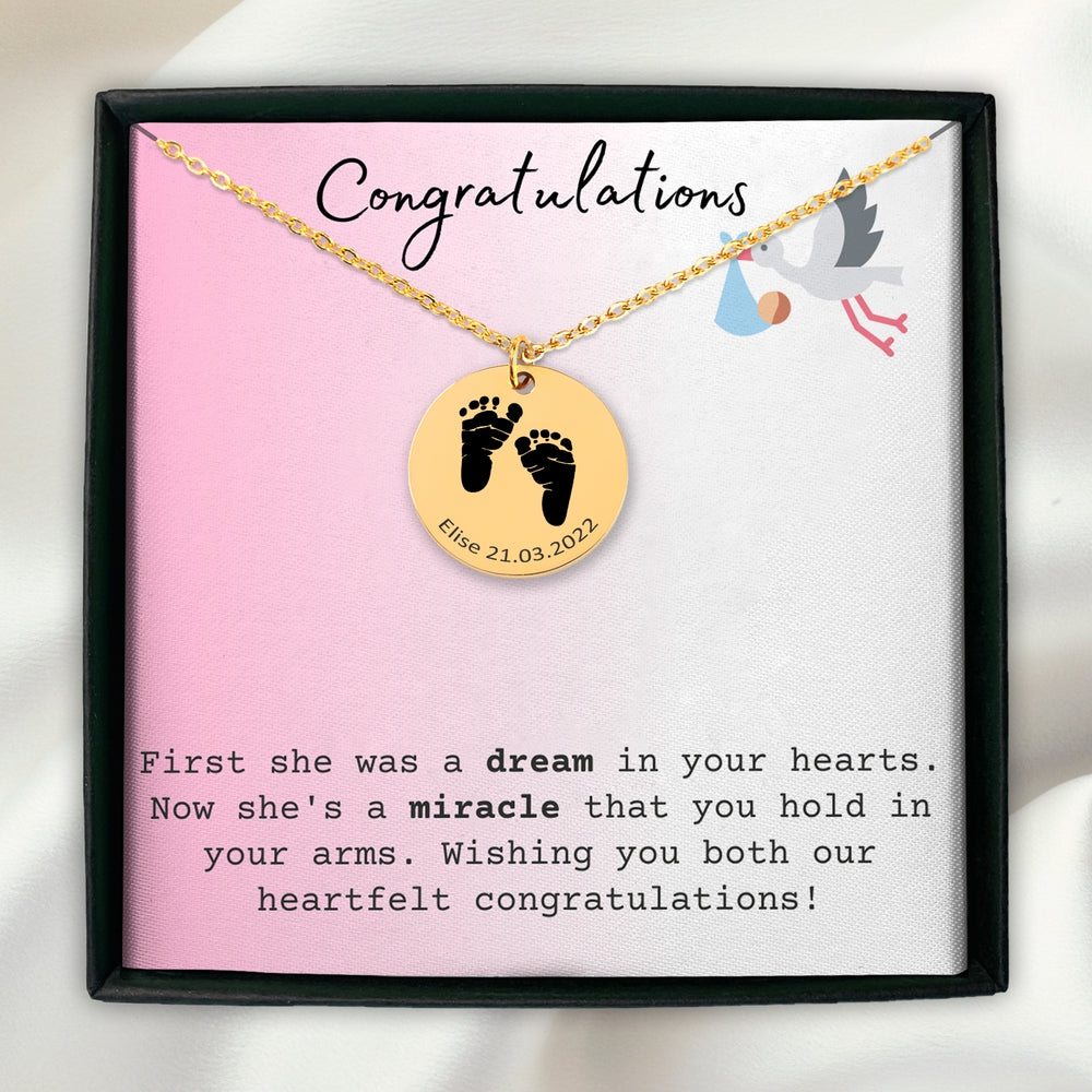 Actual Feet Print Necklace - Customizable Jewelry For New Mom - Camili Bel Creations Gift Shop