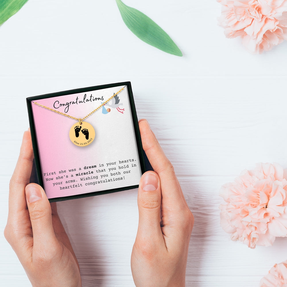 Actual Feet Print Necklace - Customizable Jewelry For New Mom - Camili Bel Creations Gift Shop