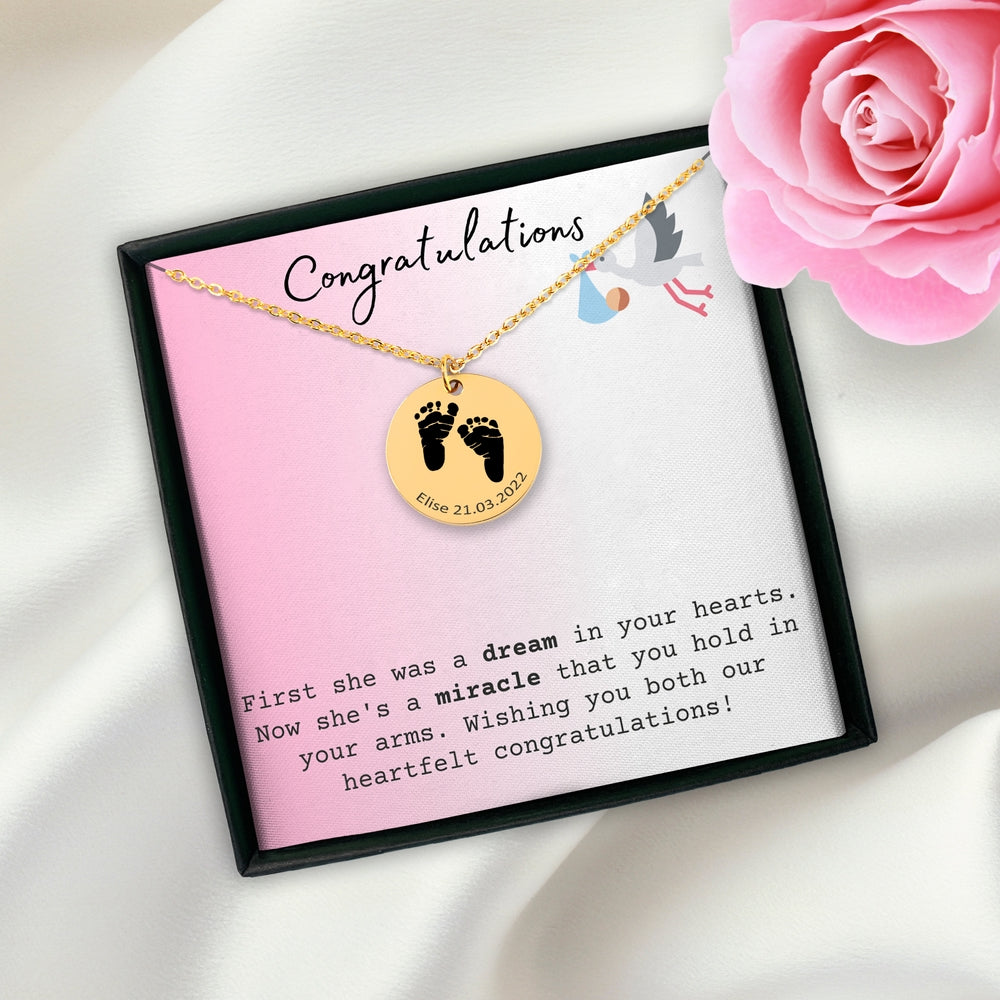 Actual Feet Print Necklace - Customizable Jewelry For New Mom - Camili Bel Creations Gift Shop